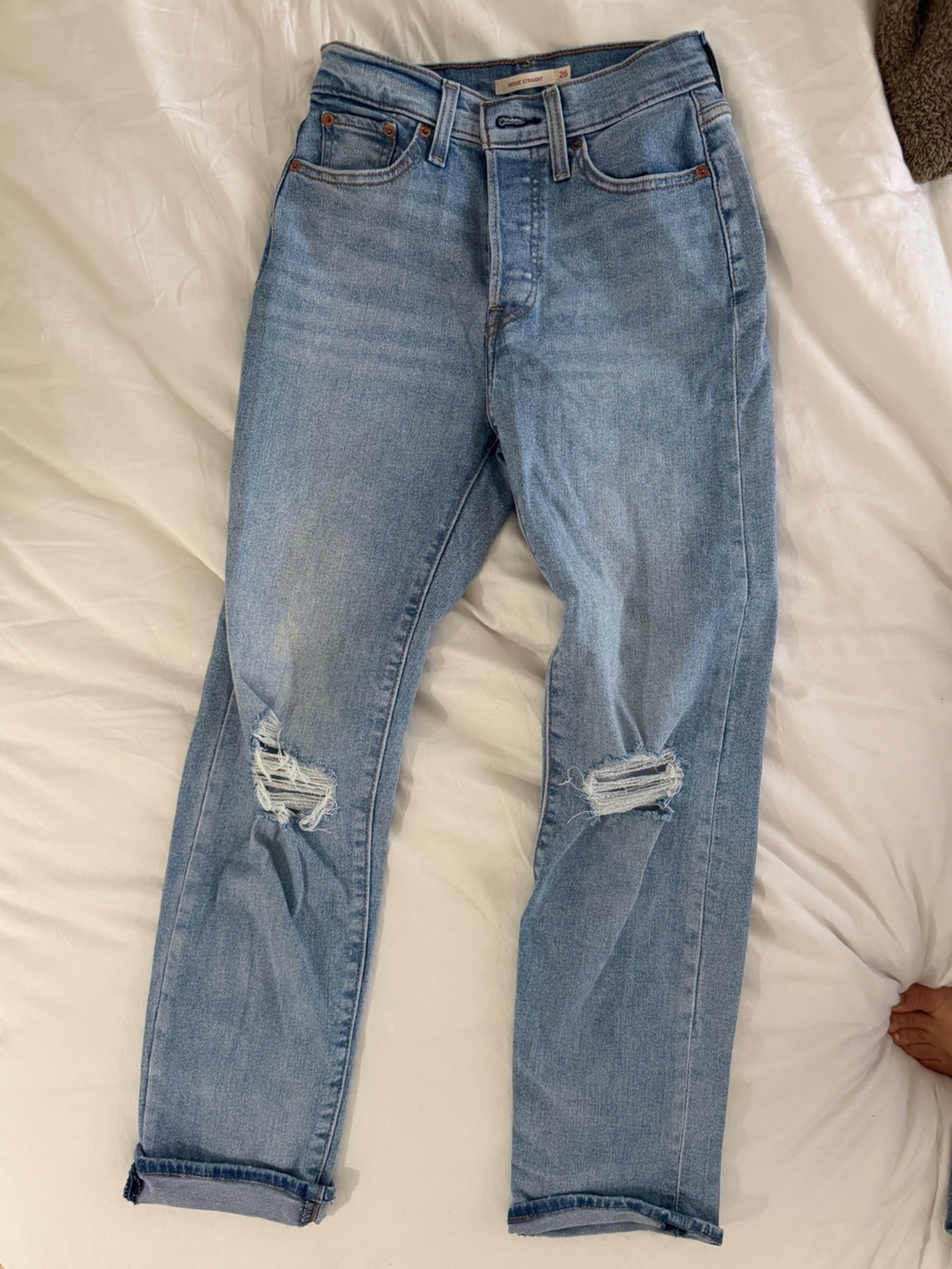 Levi's Light Blue Straight Leg Ripped Jeans